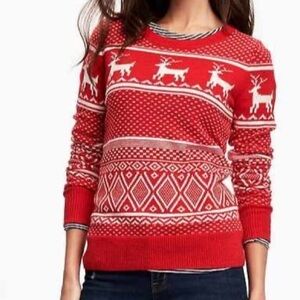 dELiA*s Red and White Patterned Knit Top